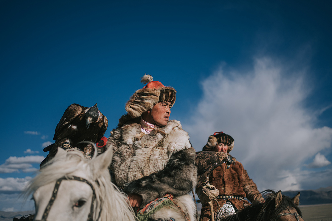 Eagle hunters in Mongolia.