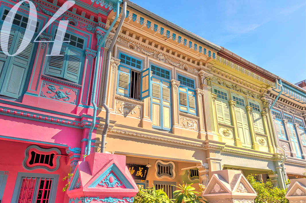 Pastel-hued shophouses along Koon Seng Road